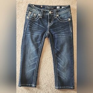 Miss Me Girls Capri Blue Jeans with Sequin Detail Size 8